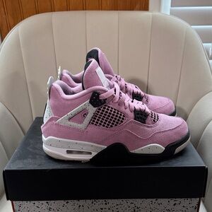 Nike Women’s Suede Pink/Black Air Jordan 4 Style Sneakers